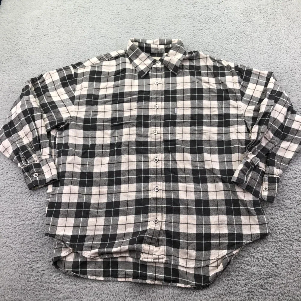 Levis SilverTab Shirt Mens XL Black Plaid Long Sleeve Flannel Button Up Casual